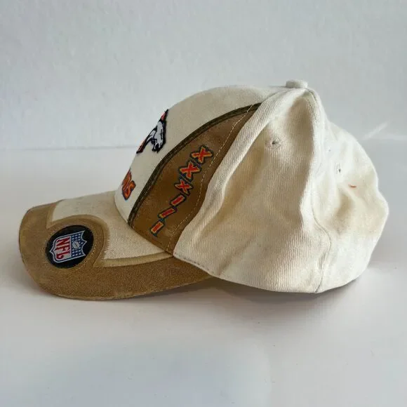 DENVER BRONCOS Vtg 90s Super Bowl Championship 1999 Beige Suede Hat Cap - Picture 3 of 8